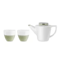 Набор чайный 3 предмета, на 2 персоны, фарфор, силикон, нержавеющая сталь, белый, мятный, серия Infusion, VIVA Scandinavia, Дания, 
