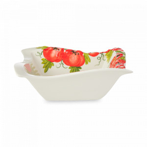 Салатник квадратный, 25 см, керамика, белый, декор, серия Томаты, EDELWEISS, Италия, Скидки -30% на керамику EDELWEISS