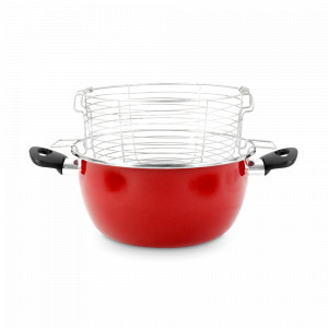 Кастрюля для фритюра, 24 см, сталь, стеклоэмаль, красный, серия Praga, VITRINOR, Испания, Посуда антипригарная