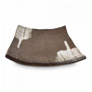 Тарелка квадратная пирожковая Brown White, 16 х 16 см, каменная керамика, белый, коричневый, ROOMERS TABLEWARE, Нидерланды, Тарелки хлебные