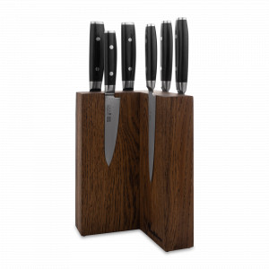 Набор из 6-ти кухонных ножей на подставке из дуба, серия RAN, YAXELL, Япония, YAXELL (Япония)