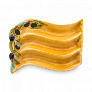 Блюдо сервировочное для оливок, 19 х 14 см, керамика, желтый, серия Оливки, EDELWEISS, Италия, EDELWEISS (Италия)