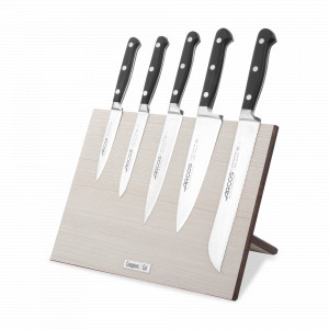 Набор кухонных ножей, 5 штук, на магнитной композитной подставке ComposeEat (светлое дерево),серия Opera, ARCOS, Испания, Набор ножей накири