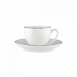 Пара кофейная, 100 мл, фарфор, белый с серебристым кантом, серия White Platinum, MAXWELL WILLIAMS, Австралия, MAXWELL & WILLIAMS (Австралия)