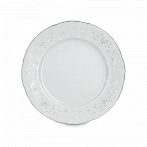 Тарелка десертная, 17 см, фарфор, белый, декор, серия Платиновый узор, BERNADOTTE, Чехия, Чешский фарфор
