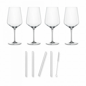 Набор из 4-х бокалов для коктейлей Spritz с трубочками и щеткой , 630 мл, хрустальное стекло, серия Tastes Good, NACHTMANN, Германия, NACHTMANN (Германия)