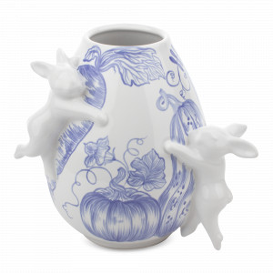 Ваза , 17,5 см, фарфор, белый с росписью &quot;Дачный пикник&quot;, серия Воришки, CLAYSTREET, Россия, CLAYSTREET (Россия)