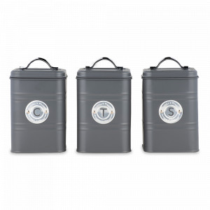 Набор из 3-х банок для сыпучих продуктов, 1.45 л, сталь, тёмно-серый, серия Grandham, MAXWELL WILLIAMS, Австралия, Grandham MAXWELL &  WILLIAMS