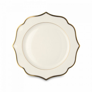 Тарелка обеденная Avorio, 28 см, костяной фарфор, позолота, цвет: слоновая кость, серия Ionica, LE COQ, Италия, Итальянский фарфор
