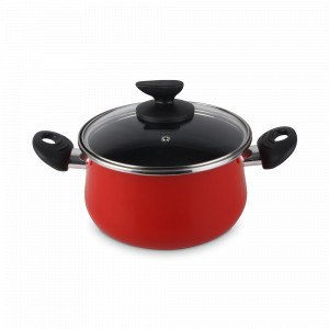 Кастрюля с крышкой , 24 см, сталь, стеклоэмаль, красный, серия Praga, VITRINOR, Испания, Посуда антипригарная