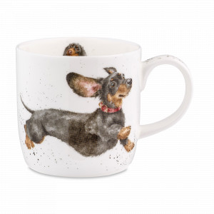 Кружка «Забавная фауна Веселая такса», 310 мл, костяной фарфор, белый, декор, серия Wrendale Designs, ROYAL WORCESTER, Великобритания, ROYAL WORCESTER (Великобритания)