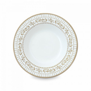 Тарелка суповая, 21.5 см, 300 мл, фарфор, белый, золотой, серия Golden, Pozzi Milano 1876, Италия, Фарфоровые тарелки