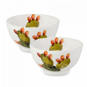 Набор из 2-х салатников, 14,5 см, керамика, белый, декор, серия Cactus, NUOVA CER, Италия, Салатники из керамики