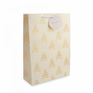 Пакет подарочный «Золотистые елки», 30 х 42 см, бумага, бежевый, серия New Year, ANNA LAFARG, Китай, Скидка до -20% на бренд ANNA LAFARG