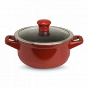 Кастрюля со стеклянной крышкой, 18 см., 1.5 л., керамика, красный, серия Duo, CERAFLAME, Бразилия, Кастрюли CERAFLAME