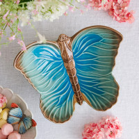 Блюдо для фруктов, 41 х 33 см, керамика, коричневый, голубой, серия Cloudy Butterflies, Bordallo Pinheiro, Португалия_00816580050746662890.jpg