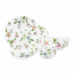 Сервиз столовый на 6 персон Provence, 21 предмет, костяной фарфор, белый, декор, серия Emily, ANNA LAFARG, Китай, Столовые сервизы из фарфора