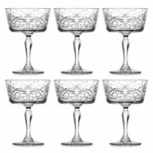 Набор из 6-ти бокалов-креманок для шампанского, 270 мл, хрустальное стекло, серия Tattoo, RCR, Италия, Скидка -35% на итальянское стекло RCR