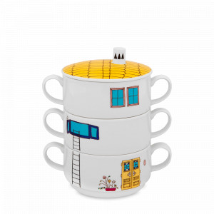 Набор из 3-х детских суповых чашек «Домик», фарфор, декор, VISTA ALEGRE, Португалия, Супницы