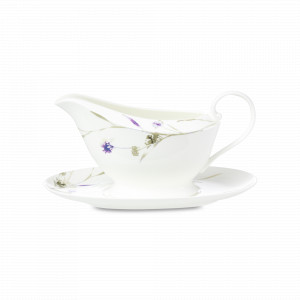 Соусник на подставке, 560 мл, костяной фарфор, белый, декор, серия Ботаника, NARUMI, Япония, Предметы сервировки NARUMI