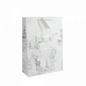 Пакет подарочный «Лес в снегу», 30 х 42 см, бумага, белый, серия Maral, ANNA LAFARG, Китай, Подарочные пакеты ANNA LAFARG