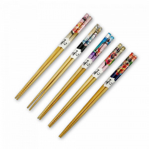 Набор из 5-ти пар палочек для еды, 22.5 см, бамбук, бежевый, декор, ROOMERS TABLEWARE, Нидерланды, Палочки для суши