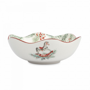 Салатник «Лошадка», 21 см, 1.1 л, керамика, белый, красный, серия Festival, ANNA LAFARG, Китай, Салатники, чаши сервировочные