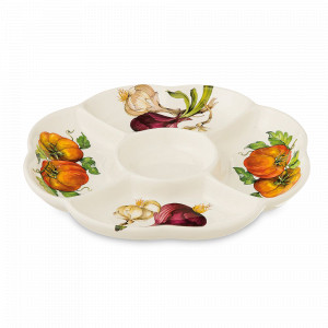 Менажница, 25 см, керамика, белый, декор, серия Mercato della Terra, NUOVA CER, Италия, Менажницы керамические