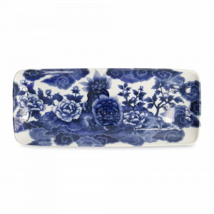 Блюдо прямоугольное Lion, 28.5 х 14 см, керамика, белый, синий, серия Japonism, TOKYO DESIGN, Нидерланды, Блюда сервировочные