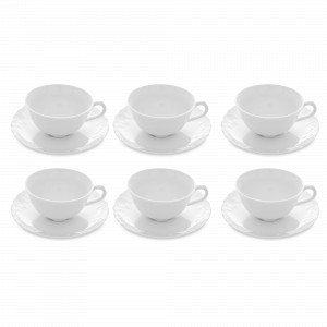 Набор из 6-ти чайных пар, 220 мл, фарфор, белый, серия Rococo, REPAST, Чехия, Чайные пары REPAST