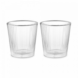 Набор из 2-х стаканов c двойными стенками, 180 мл, боросиликатное стекло, прозрачный, серия Soft Ripples, LIBERTY JONES, Россия, Набор термостаканов