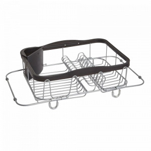 Сушилка для посуды из нержавеющей стали Sinkin, материал: пластик, нержавеющая сталь, размер: 13,9 х 36,5 х 26,7 см, цвет: черный, никель, UMBRA, Канада, UMBRA (Канада)