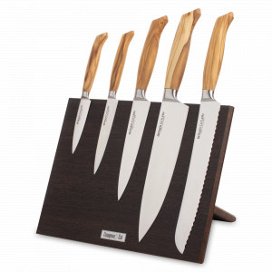 Набор кухонных ножей, 5 штук, на магнитной подставке ComposeEat, серия Ergo Line Olive, BERGER CUTLERY, Германия, Набор кухонных ножей премиум