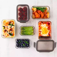 Контейнер прямоугольный стеклянный, 700 мл, стекло, розовый, GLASSLOCK, Корея_00814020002760097769.jpg