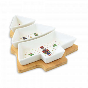 Менажница на подставке, 25,5 х 21 см, фарфор, дерево, декор, серия Щелкунчик, EASY LIFE (R2S), Италия, Итальянский фарфор