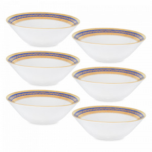Набор из 6-ти салатников Blue Creme Gold, 19 см, фарфор, синий, золотой, серия Diadem, FALKENPORZELLAN, Германия, Скидка до -30% на фарфор FALKENPORZELLAN