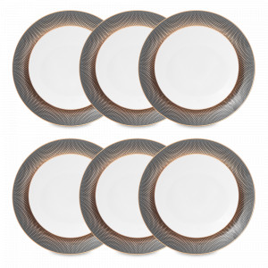 Набор из 6-ти суповых тарелок Black Gold, 23.5 см, фарфор, черный, золотой, серия Constanza Rio, FALKENPORZELLAN, Германия, Фарфоровые тарелки