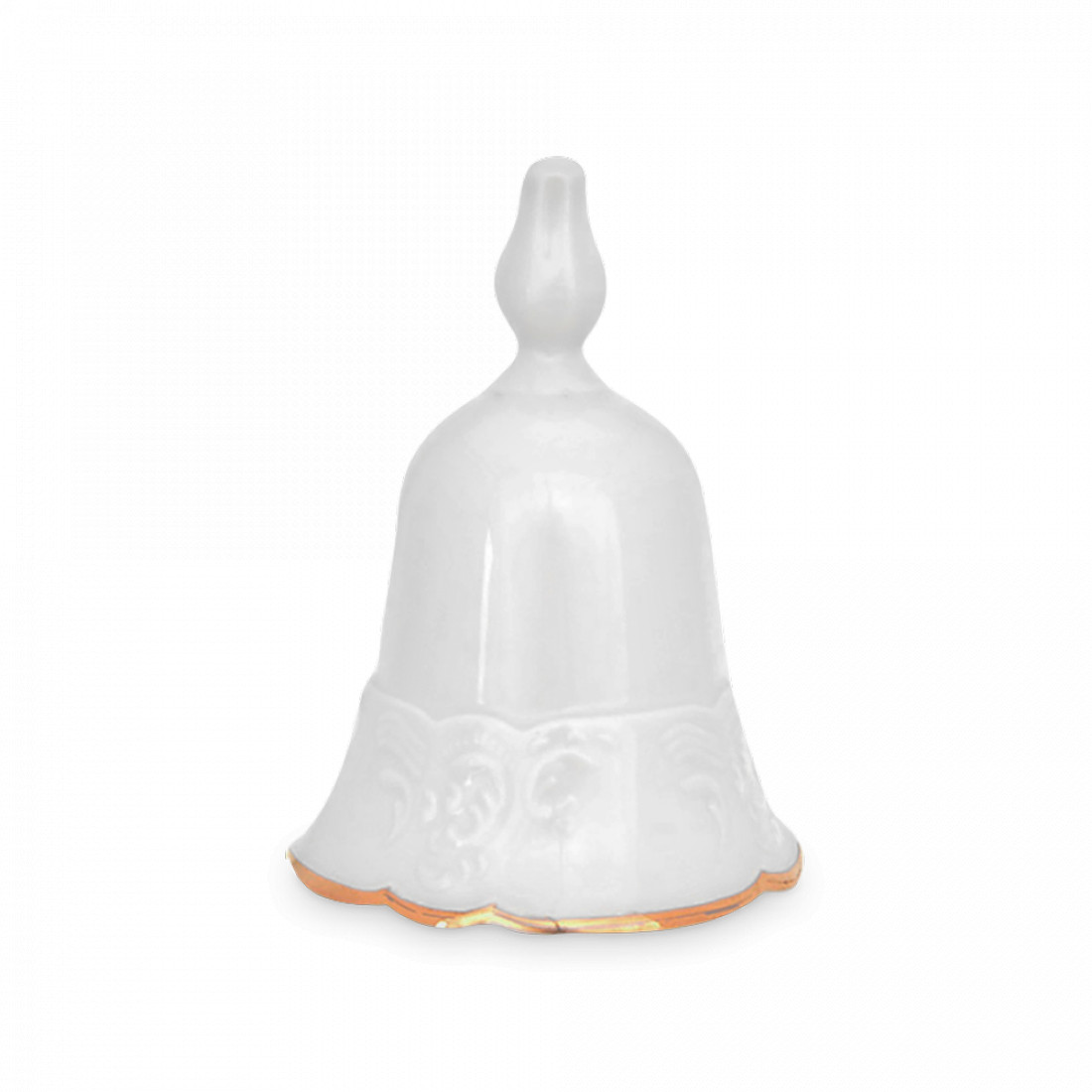 Колокольчик , 11 см, фарфор, белый, золотой, серия Белый узор, BERNADOTTE, Чехия