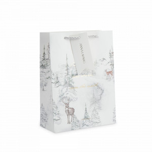 Пакет подарочный «Лес в снегу», 18 х 24 см, бумага, белый, серия Maral, ANNA LAFARG, Китай, Подарочные пакеты ANNA LAFARG