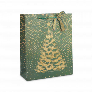 Пакет подарочный «Елка», 26 х 32 см, бумага, зеленый, золотистый, серия New Year, ANNA LAFARG, Китай, Скидка до -20% на бренд ANNA LAFARG