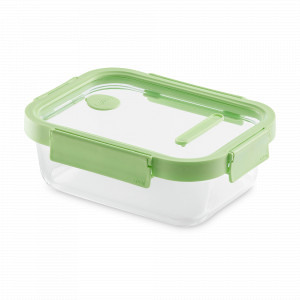 Контейнер пищевой прямоугольный, 1.05 л, 21.5 х 16.5 см, стекло, силикон, зеленый, серия At Home, LEKUE, Испания, At Home