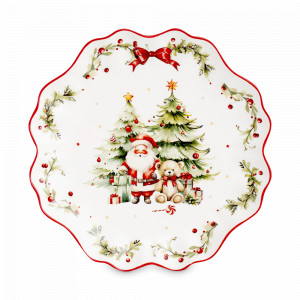 Тарелка обеденная, 26 см, фарфор, белый, декор, серия Рождественский винтаж, DECOR DE TABLE, Россия, Тарелки обеденные