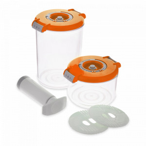 Набор из 2-х вакуумных контейнеров и насоса, тритан, оранжевый, серия RD-Round, STATUS, Словения, STATUS (Словения)