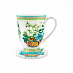 Кружка с подставкой Орхидея, 300 мл, фарфор, белый, декор, серия Французский сад, MAXWELL WILLIAMS, Австралия, MAXWELL & WILLIAMS (Австралия)