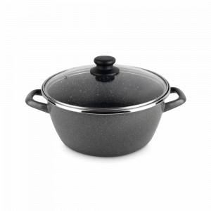 Кастрюля с крышкой, 18 см, сталь, стеклоэмаль, черный, серия K2, VITRINOR, Испания, Посуда антипригарная