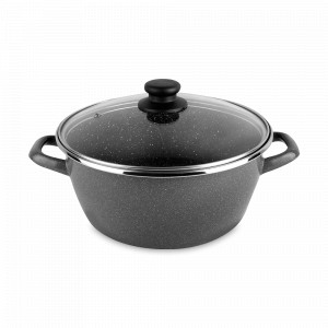 Кастрюля с крышкой, 22 см, 2,9 л, сталь, стеклоэмаль, черный, серия K2, VITRINOR, Испания, Кастрюли