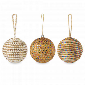 Набор из 3-х ёлочных украшений Шарики Disco balls, 8 см, полипропилен, нейлон, серия New Year Essential, TKANO, Россия, Декор для дома TKANO