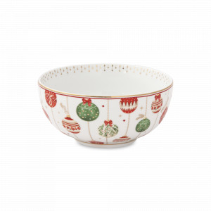 Салатник порционный Новогодние шары, 15 см, 600 мл, фарфор, белый, декор, серия Christmas Eve, EASY LIFE (R2S), Италия, Салатники