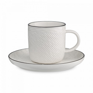 Пара чайная, 250 мл, фарфор, белый, черный, серия Contour, LIBERTY JONES, Китай, 