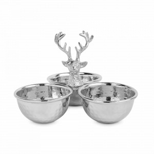 Менажница с 3-мя отделениями «Олень», 23 х 17 см, металл, серебристый, серия Maral, ANNA LAFARG, Китай, Менажницы